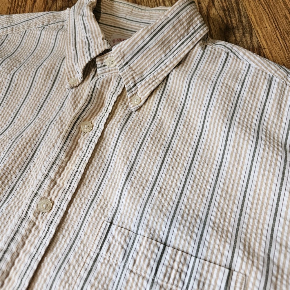 Brooks Brothers 1818 Original Polo Shirt Mens Large Button White Beige Short Sle - Picture 6 of 6